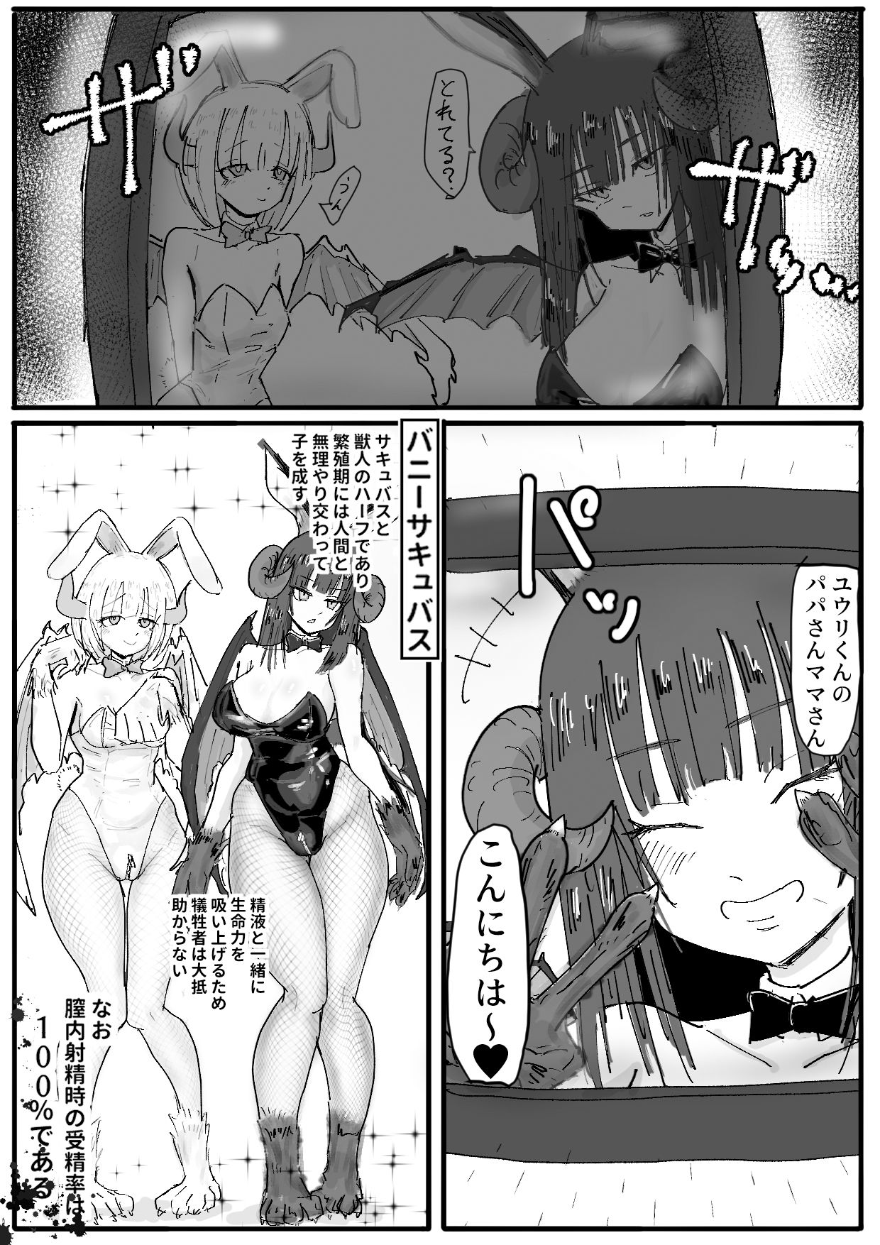 バニーサキュバスから最愛の息子とのお別れ子作りビデオレターが届くお話 サンプル2ページ目