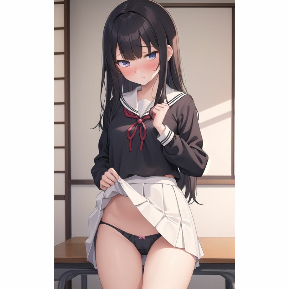放課後の誰もいない教室でスカートをめくってパンツを見せてくる幼馴染 サンプル5ページ目