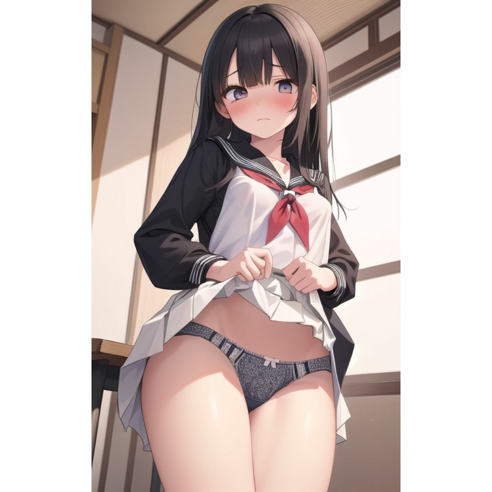 放課後の誰もいない教室でスカートをめくってパンツを見せてくる幼馴染 サンプル7ページ目