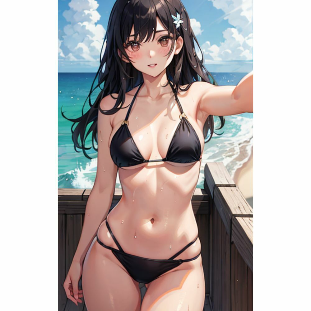 海でセクシービキニを着ているかわいい女の子 サンプル1ページ目