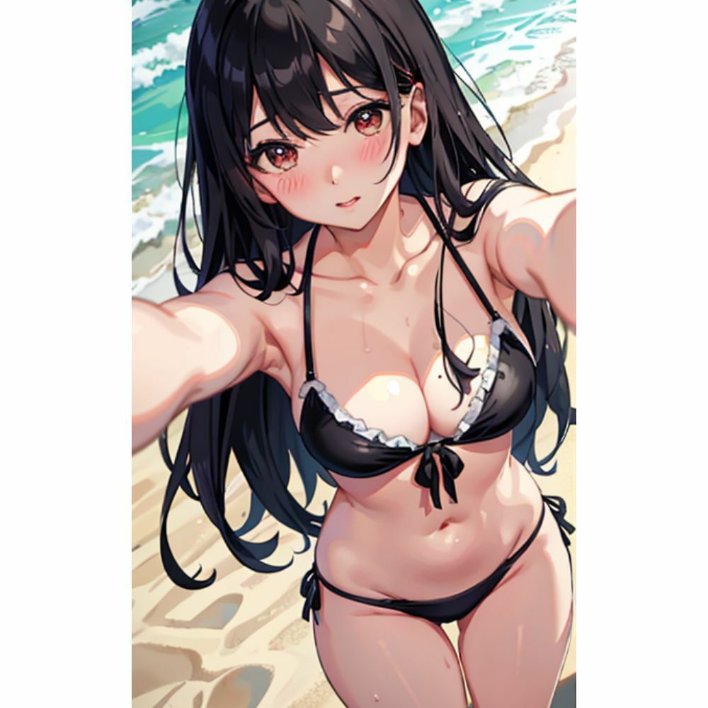 海でセクシービキニを着ているかわいい女の子 サンプル2ページ目