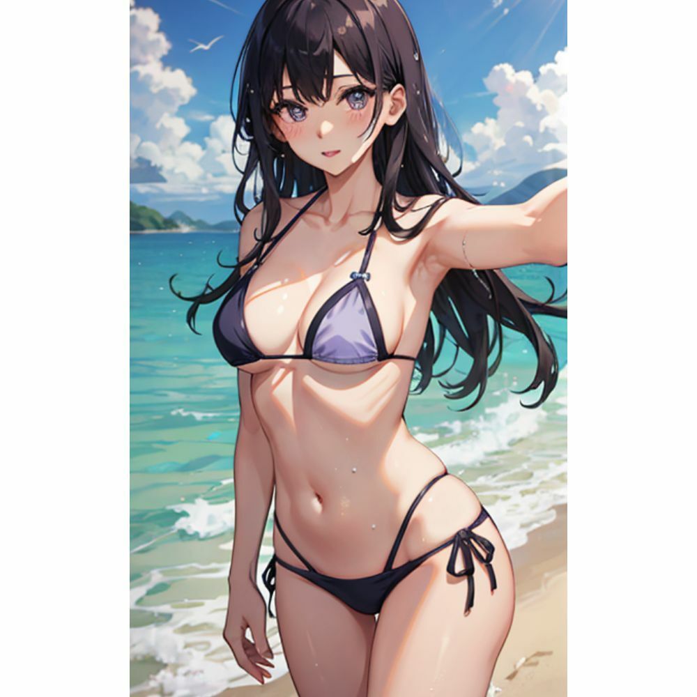 海でセクシービキニを着ているかわいい女の子 サンプル4ページ目