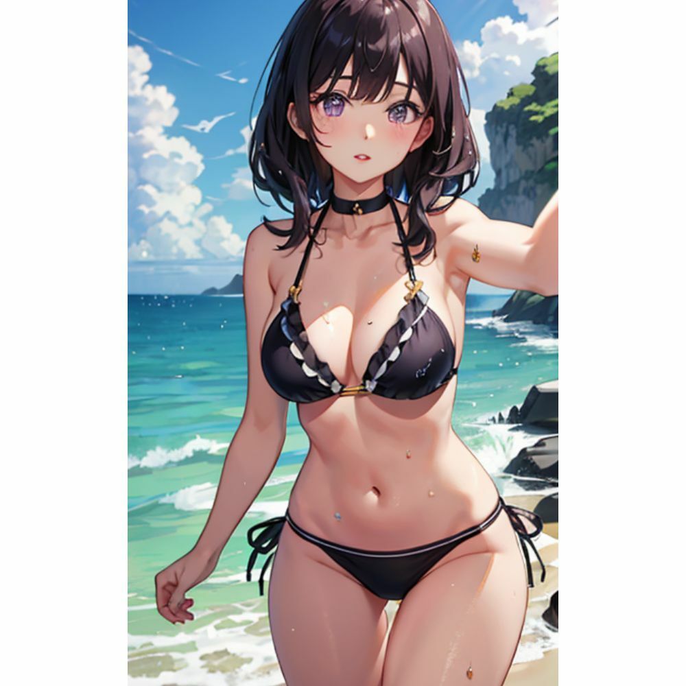 海でセクシービキニを着ているかわいい女の子 サンプル5ページ目