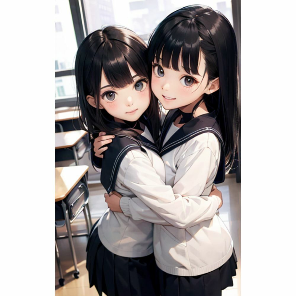 かわいい女の子が教室で抱き合っている サンプル3ページ目