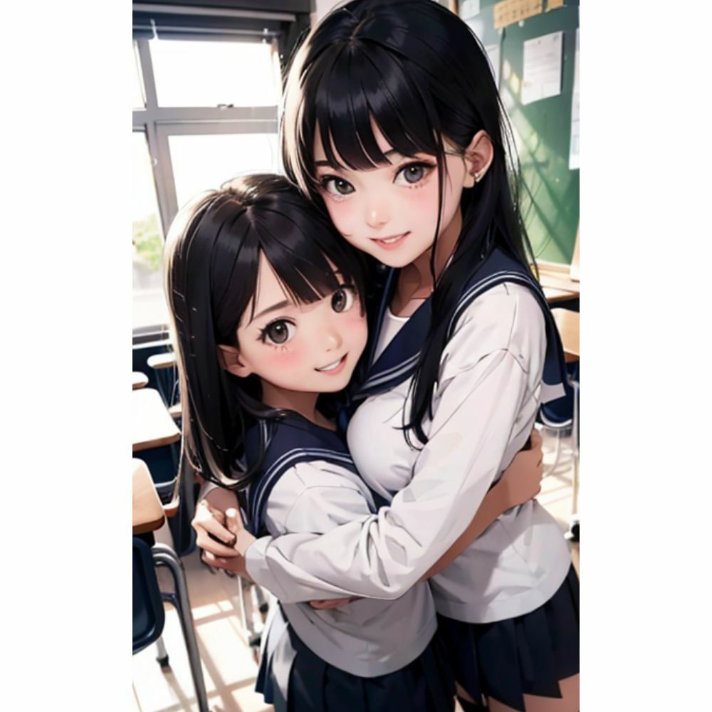 かわいい女の子が教室で抱き合っている サンプル4ページ目