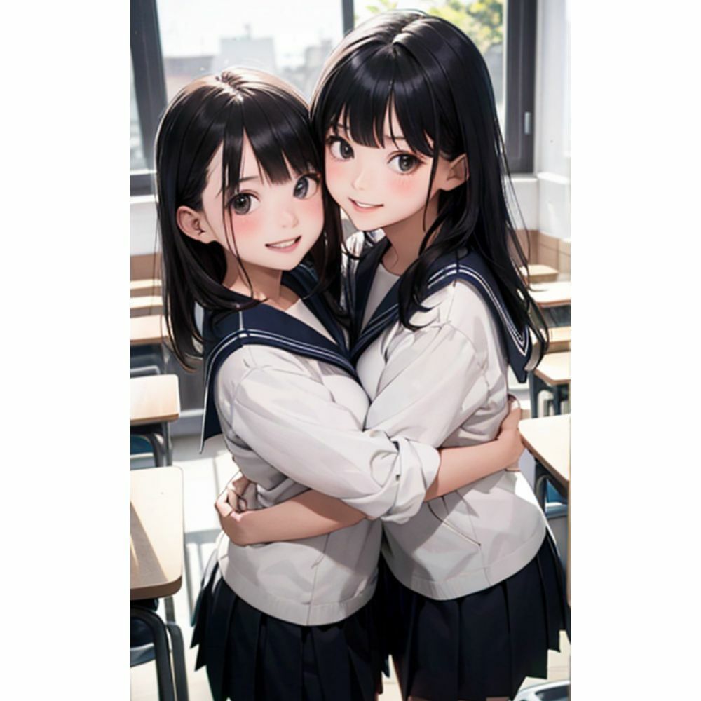 かわいい女の子が教室で抱き合っている サンプル5ページ目