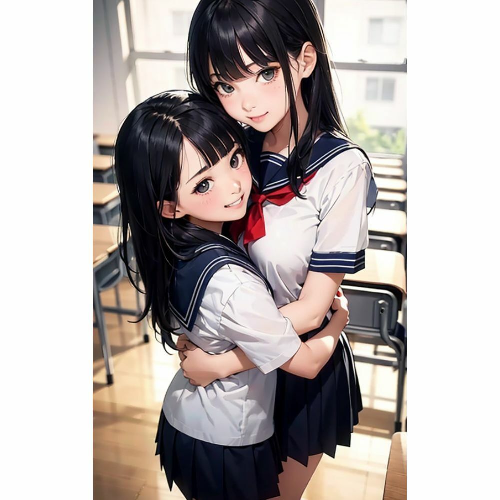 かわいい女の子が教室で抱き合っている サンプル6ページ目