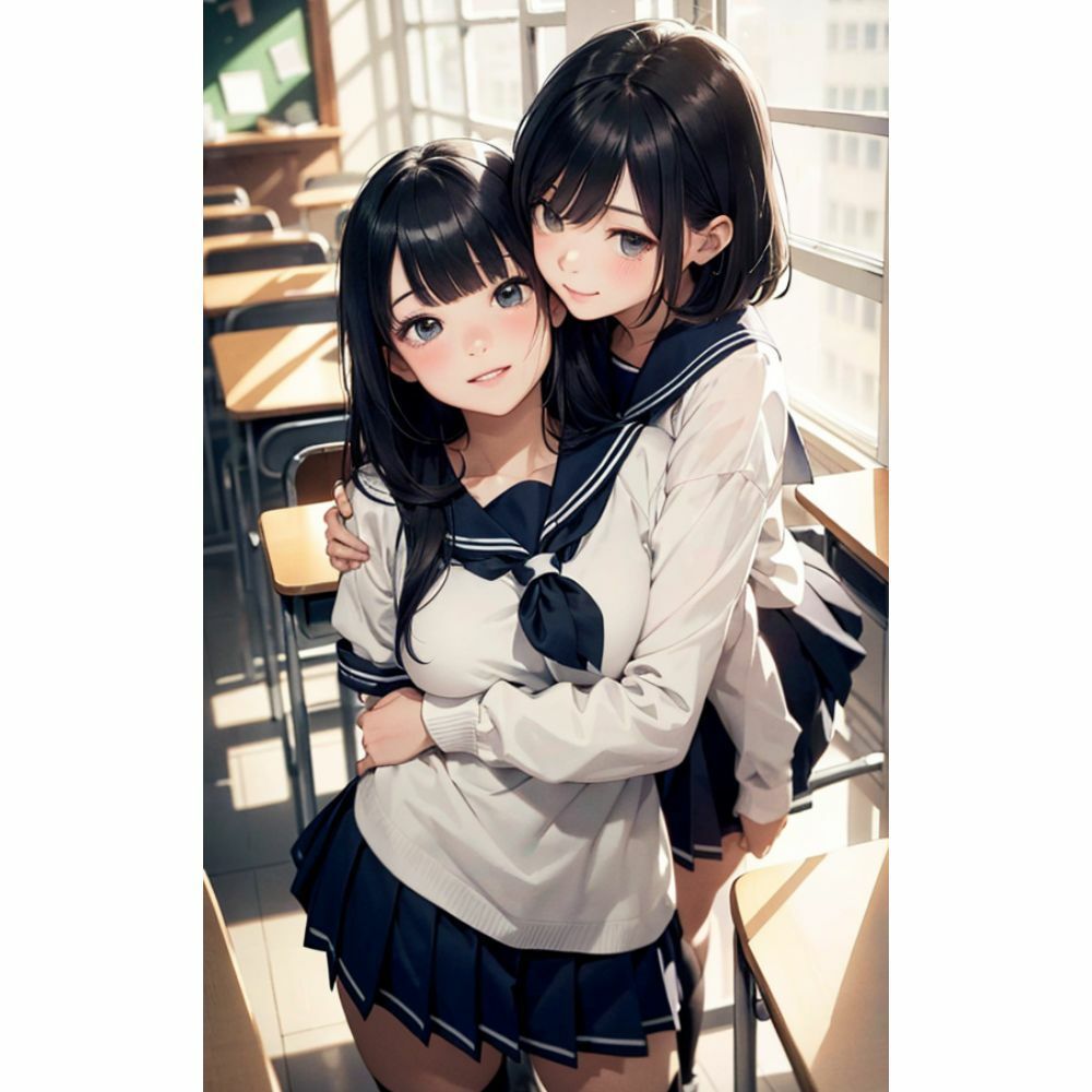 かわいい女の子が教室で抱き合っている サンプル9ページ目