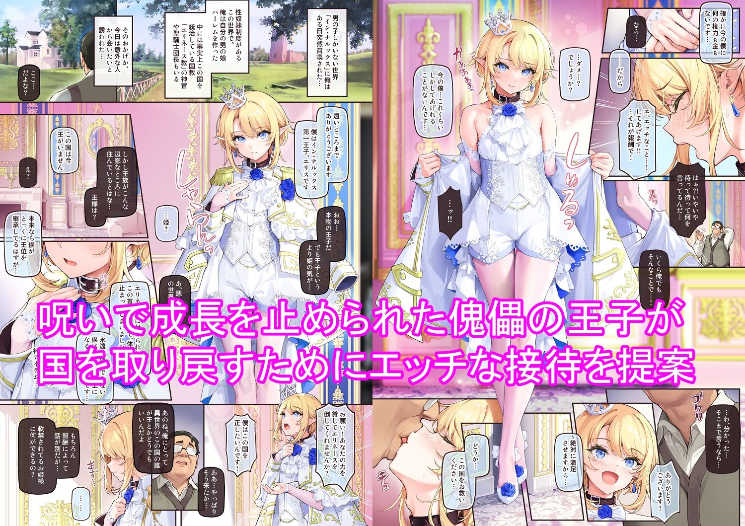 異世界オトコノコ王子従順隷奴〜呪いで成長が止まった王子を弄びメス堕ちさせる〜 サンプル1ページ目