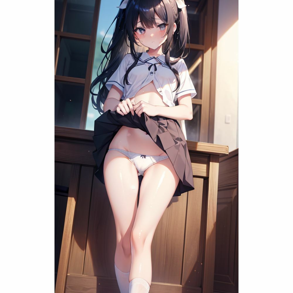 かわいい女の子がスカートをめくってパンツを見せてくれる サンプル1ページ目