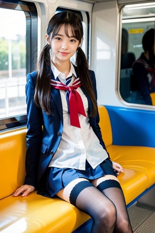 【スマホ用】電車の向かい席2〜ツインテOL〜 サンプル1ページ目