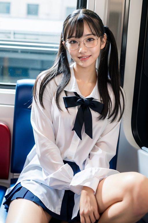 【スマホ用】電車の向かい席2〜ツインテOL〜 サンプル2ページ目