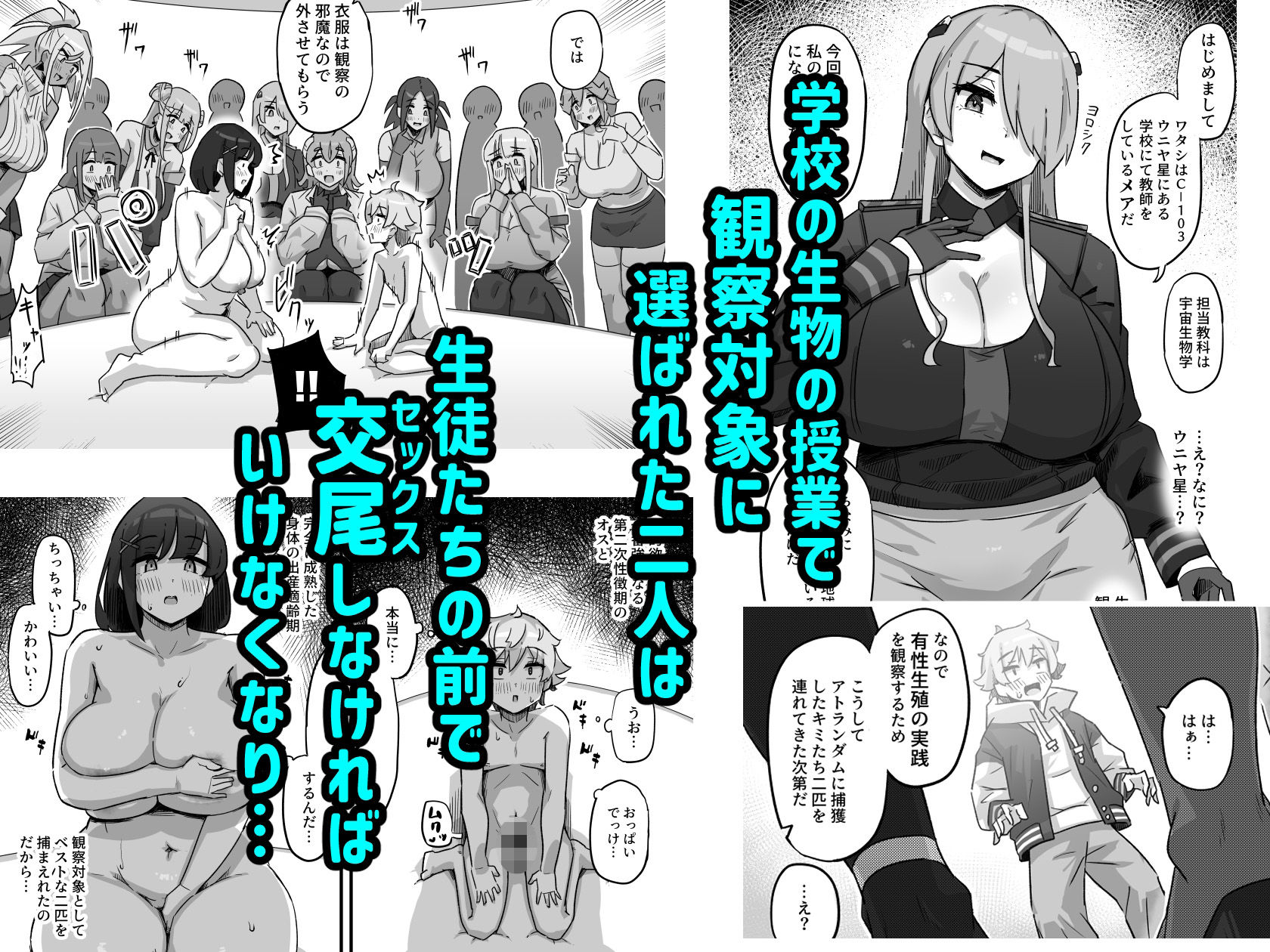 今日の授業は、地球人の繁殖活動の観察です。 サンプル2ページ目