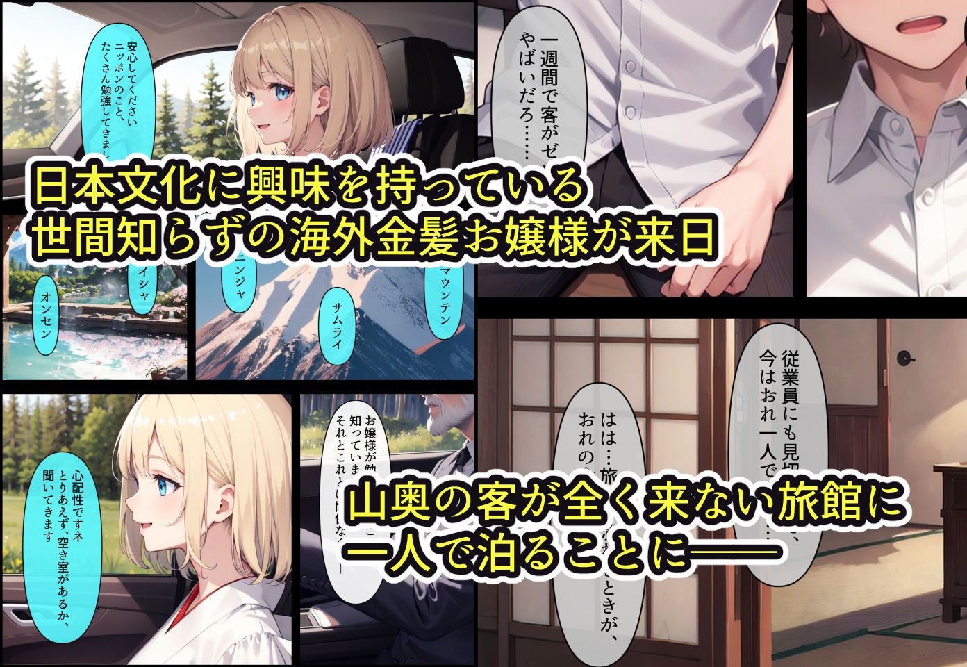 人を疑うことを知らない世間知らずの海外金髪お嬢様が旅館に泊まる話 サンプル1ページ目