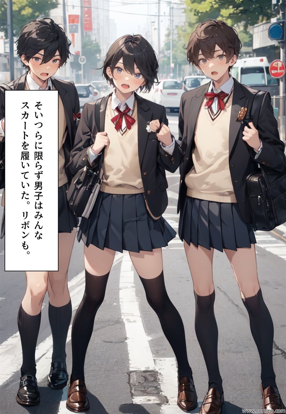 もしもの精 男子の制服が女子の制服に置き換わった女装世界 サンプル2ページ目