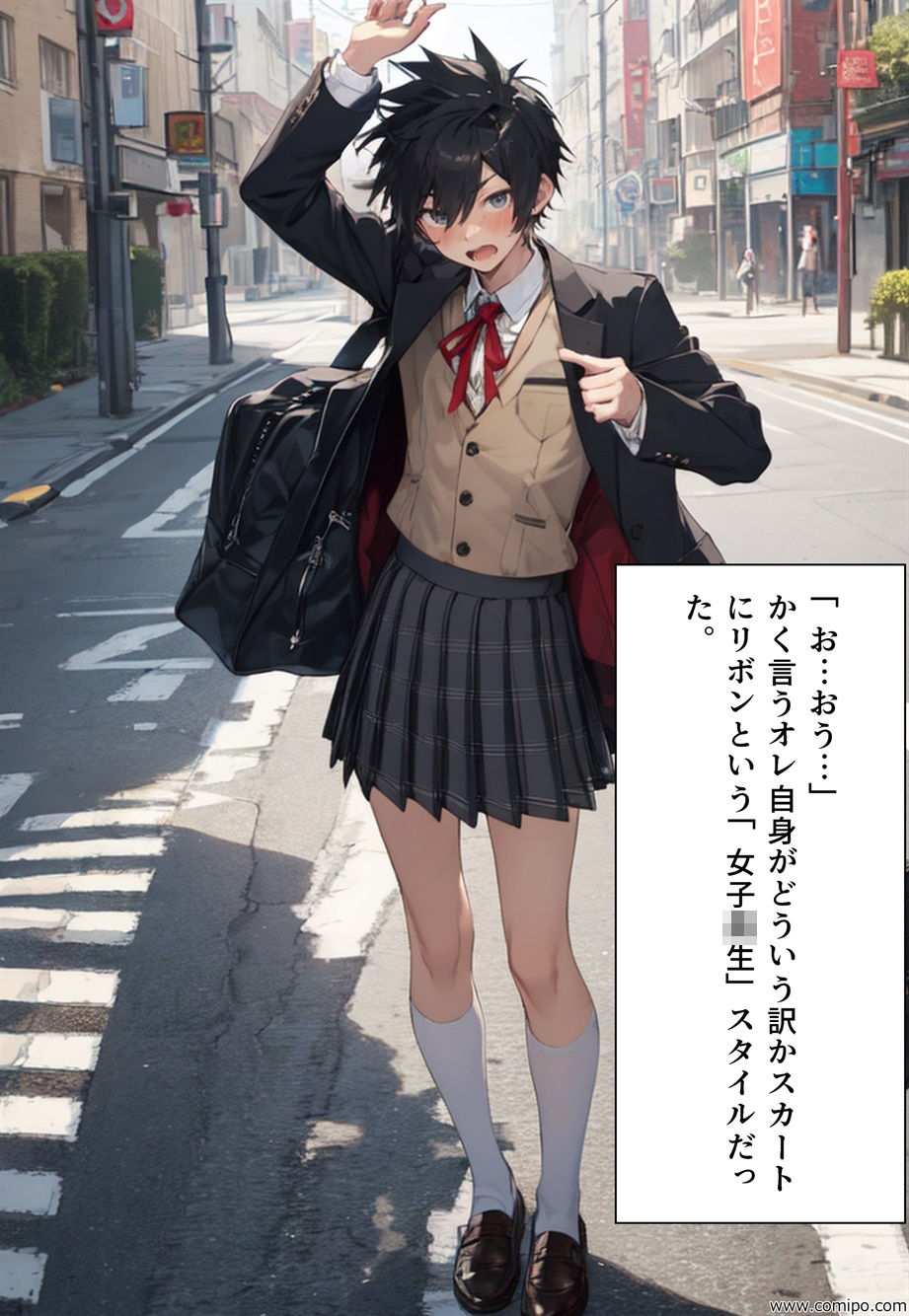 もしもの精 男子の制服が女子の制服に置き換わった女装世界 サンプル3ページ目