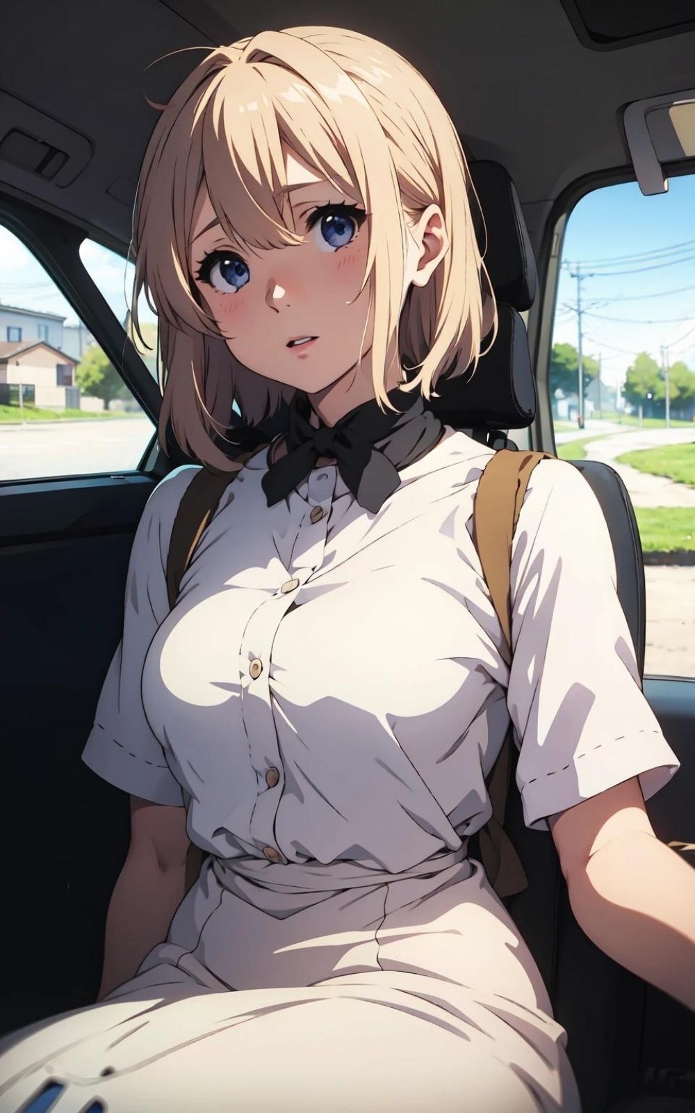 【AI×アニメ】金髪美女とカーセックス サンプル1ページ目