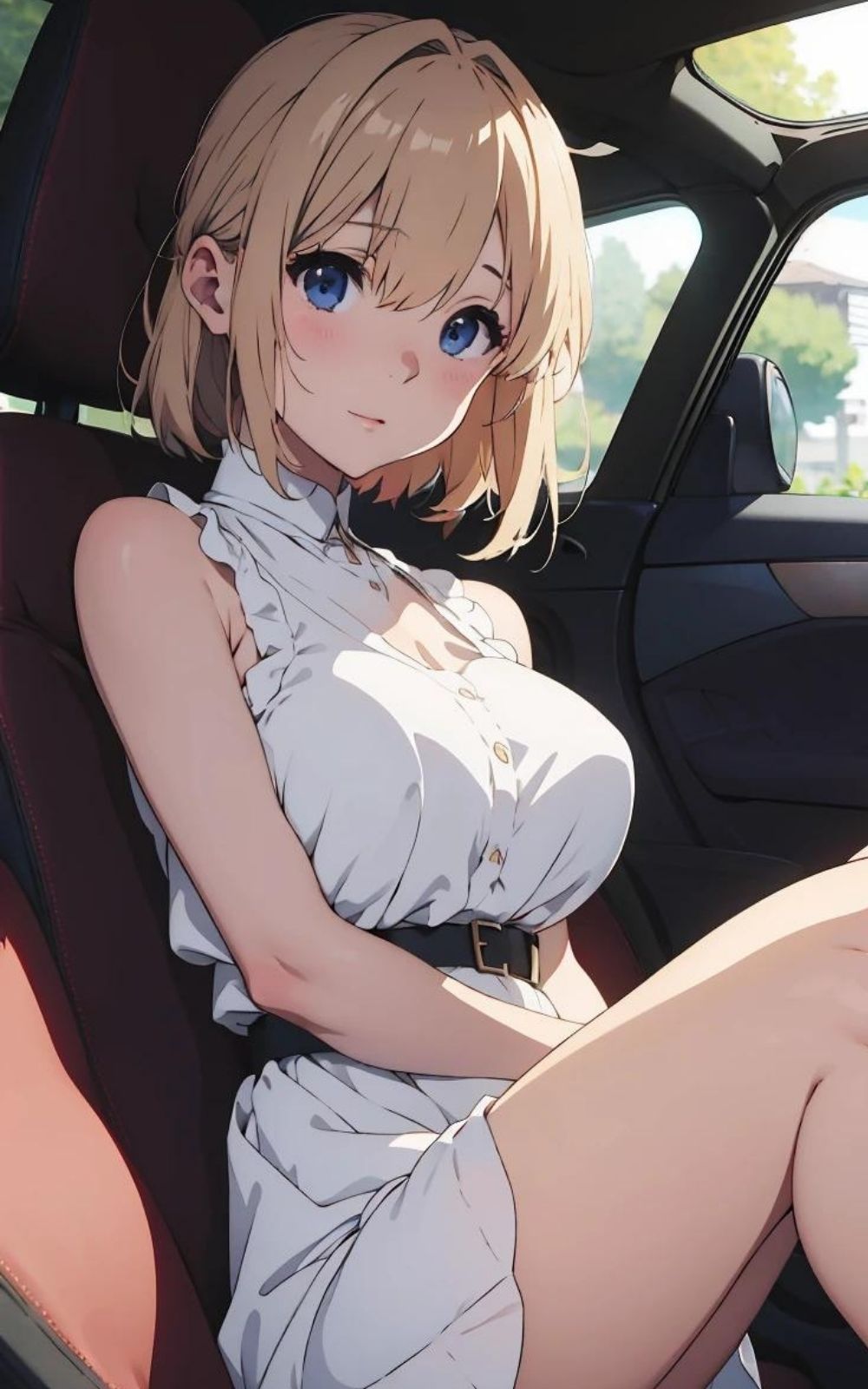 【AI×アニメ】金髪美女とカーセックス サンプル3ページ目