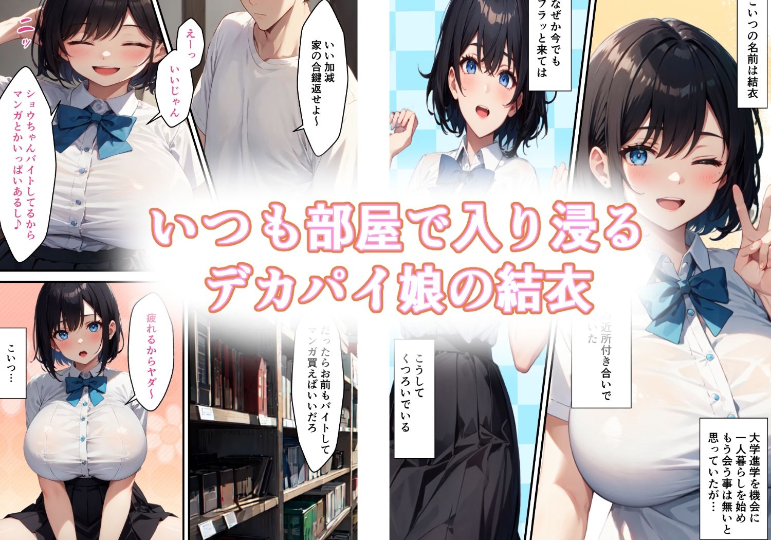 部屋に入り浸るデカ乳娘とHする話 サンプル1ページ目