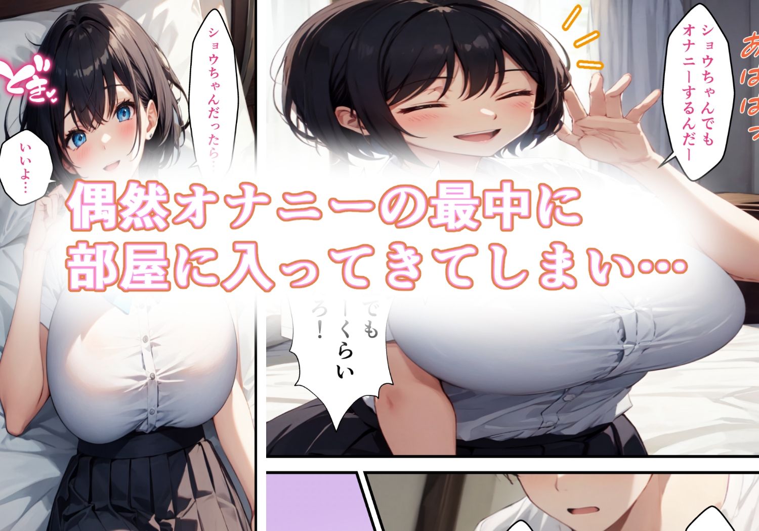 部屋に入り浸るデカ乳娘とHする話 サンプル3ページ目