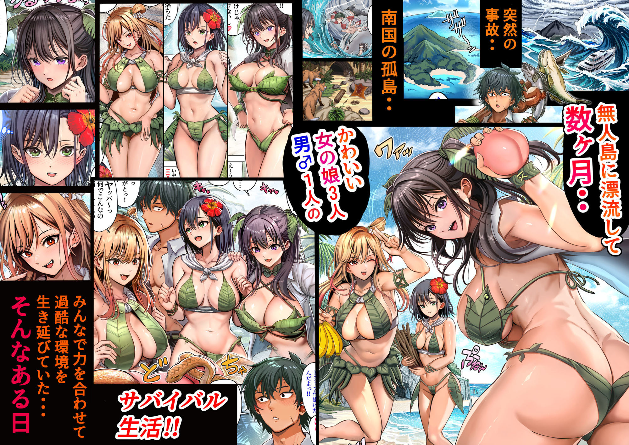 無人島遭難ハーレム サンプル1ページ目