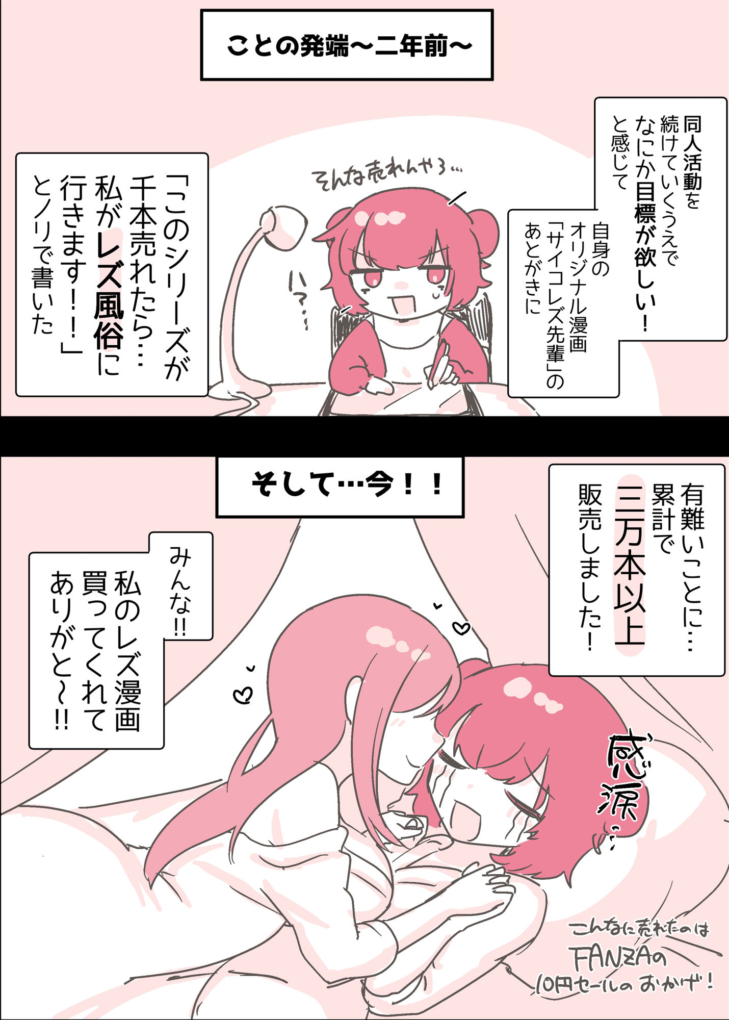 サイコレズ先輩が1000本売れた記念にレズ風俗に行ってきましたレポ サンプル1ページ目
