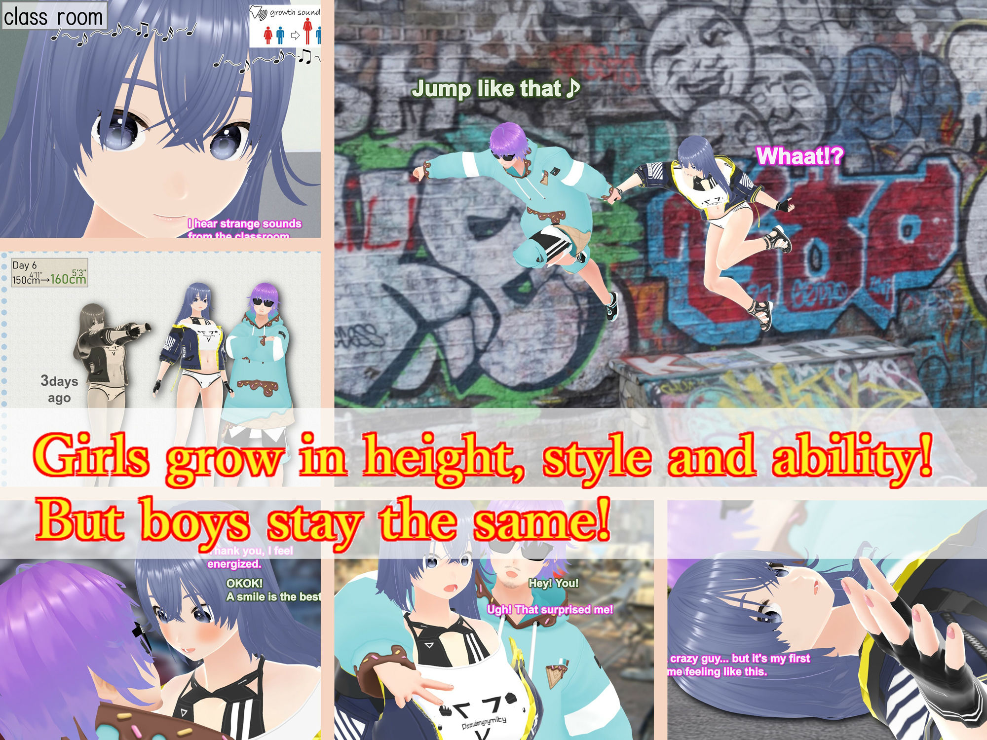 Outgrowing only girls， Overtake boys， Growth sound street culture Arc サンプル1ページ目