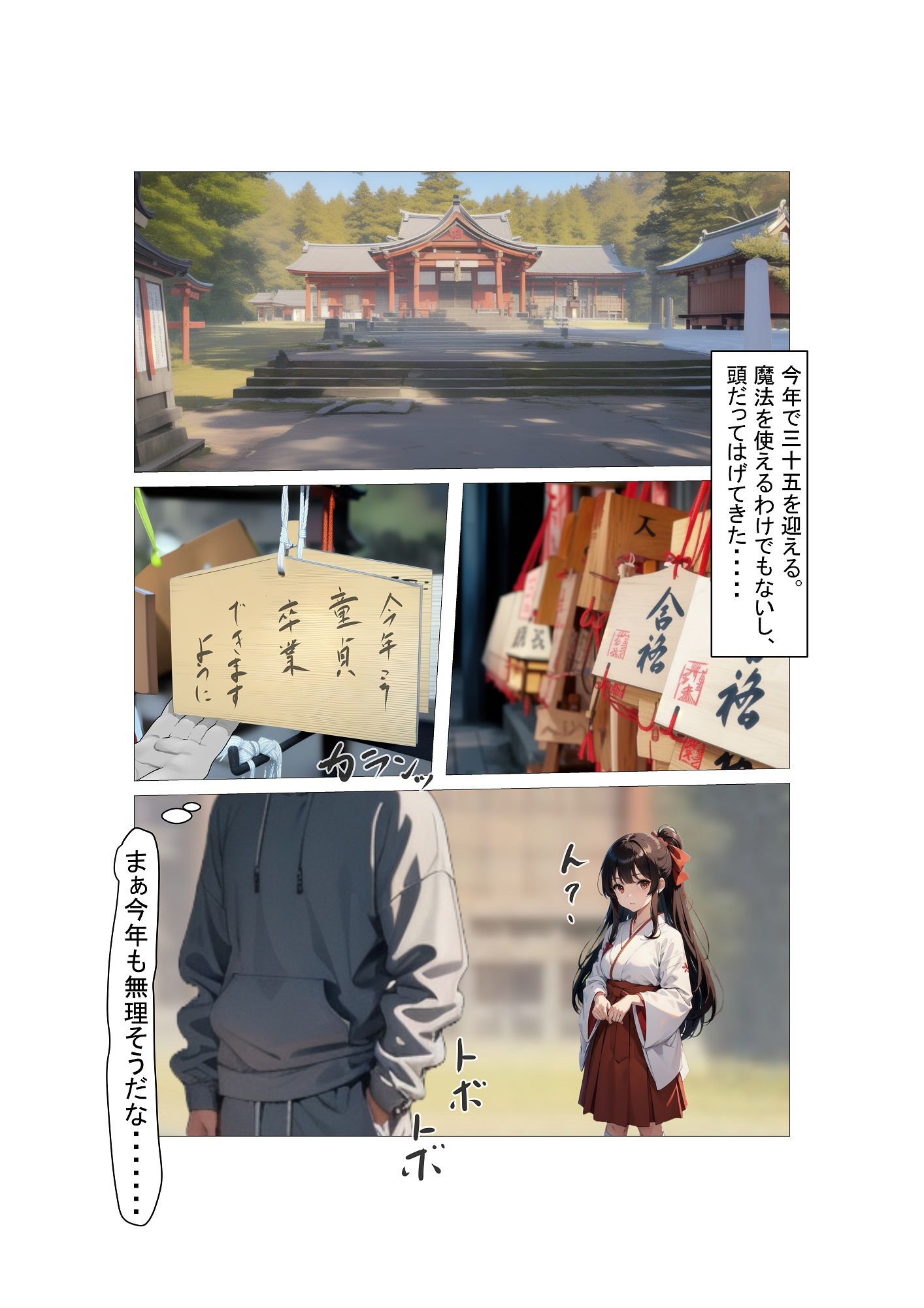 絵馬に童貞卒業したいと書いたら巫女さんにバレて、、 サンプル2ページ目