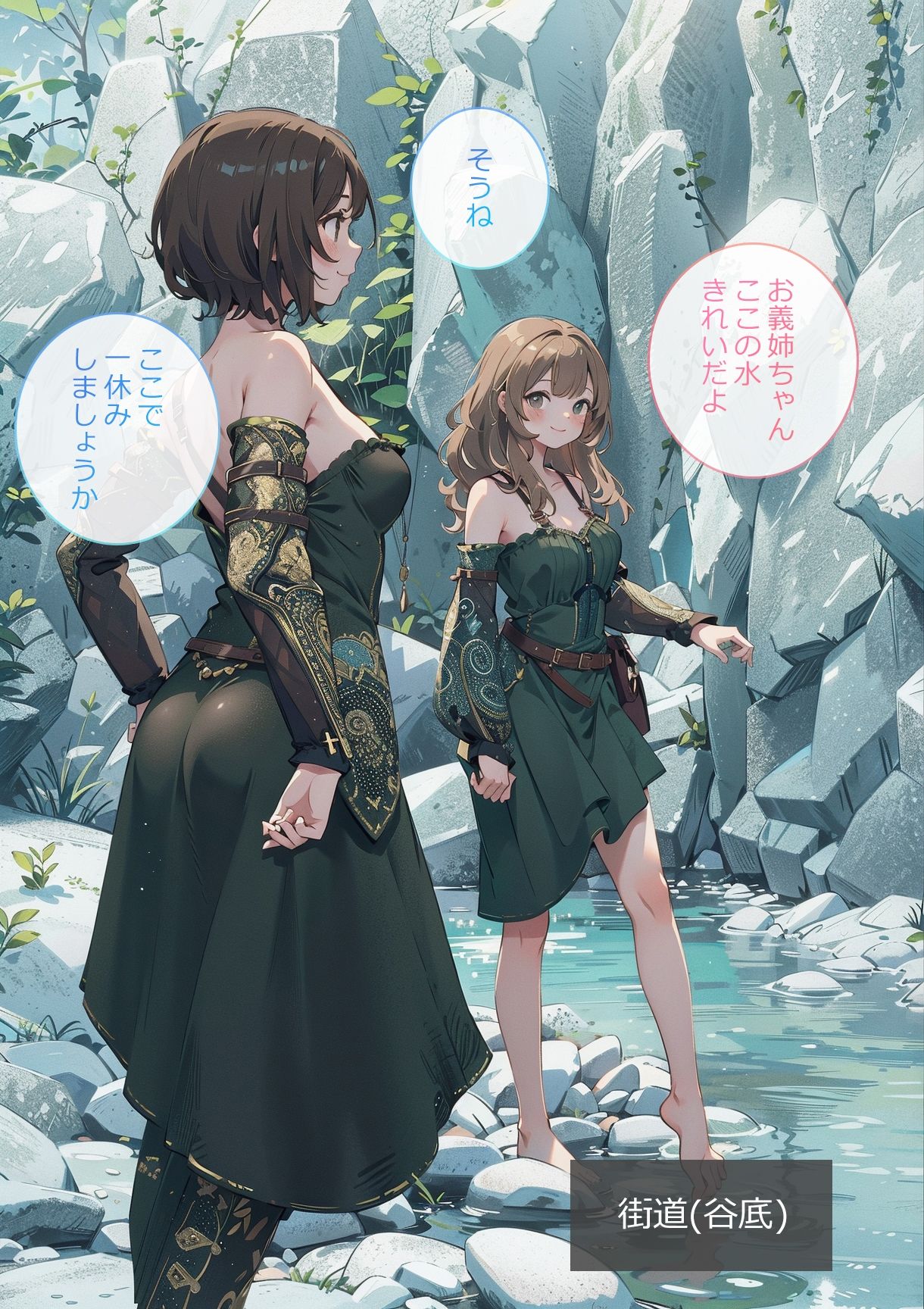 行商人姉妹と水浴び サンプル1ページ目