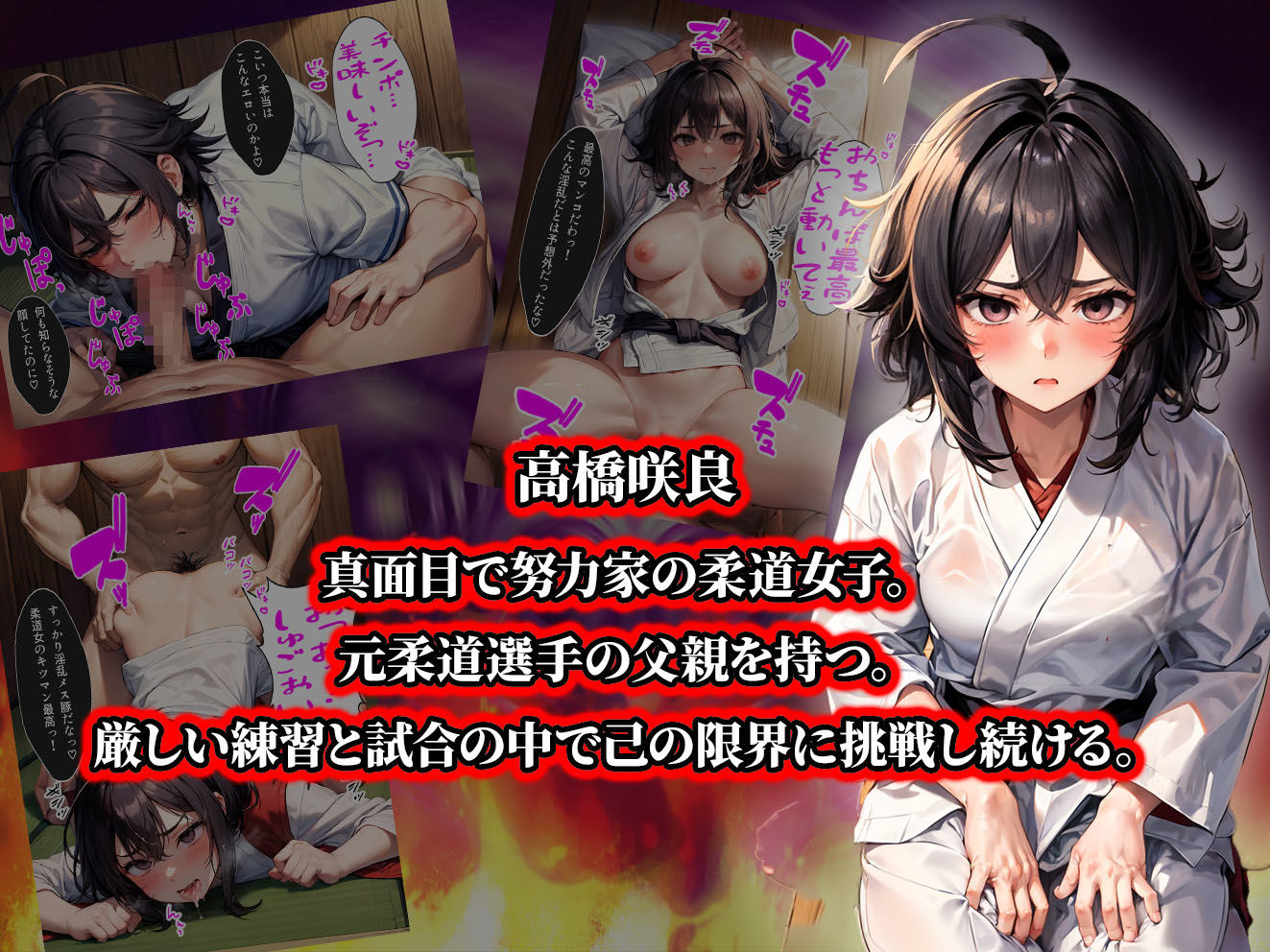 負けたら即中出しセックス催●アプリでなすすべなく敗北し、メス豚堕ちする3人の柔道少女達の話【セリフ付き】 サンプル2ページ目