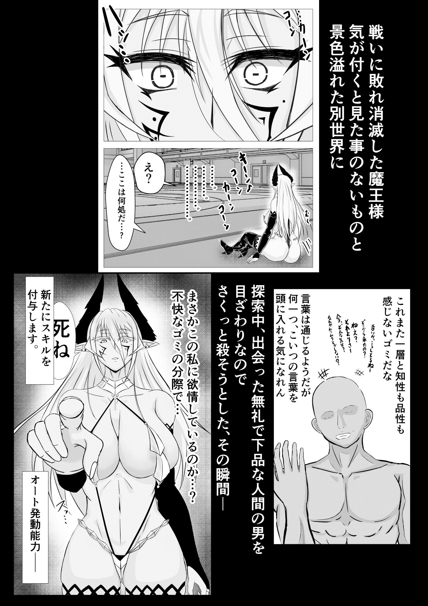 女魔王様、壊れたエロRPG世界に転生してエロスキルとエロステータスを付与されまくって淫乱メス豚肉便器魔王に サンプル2ページ目
