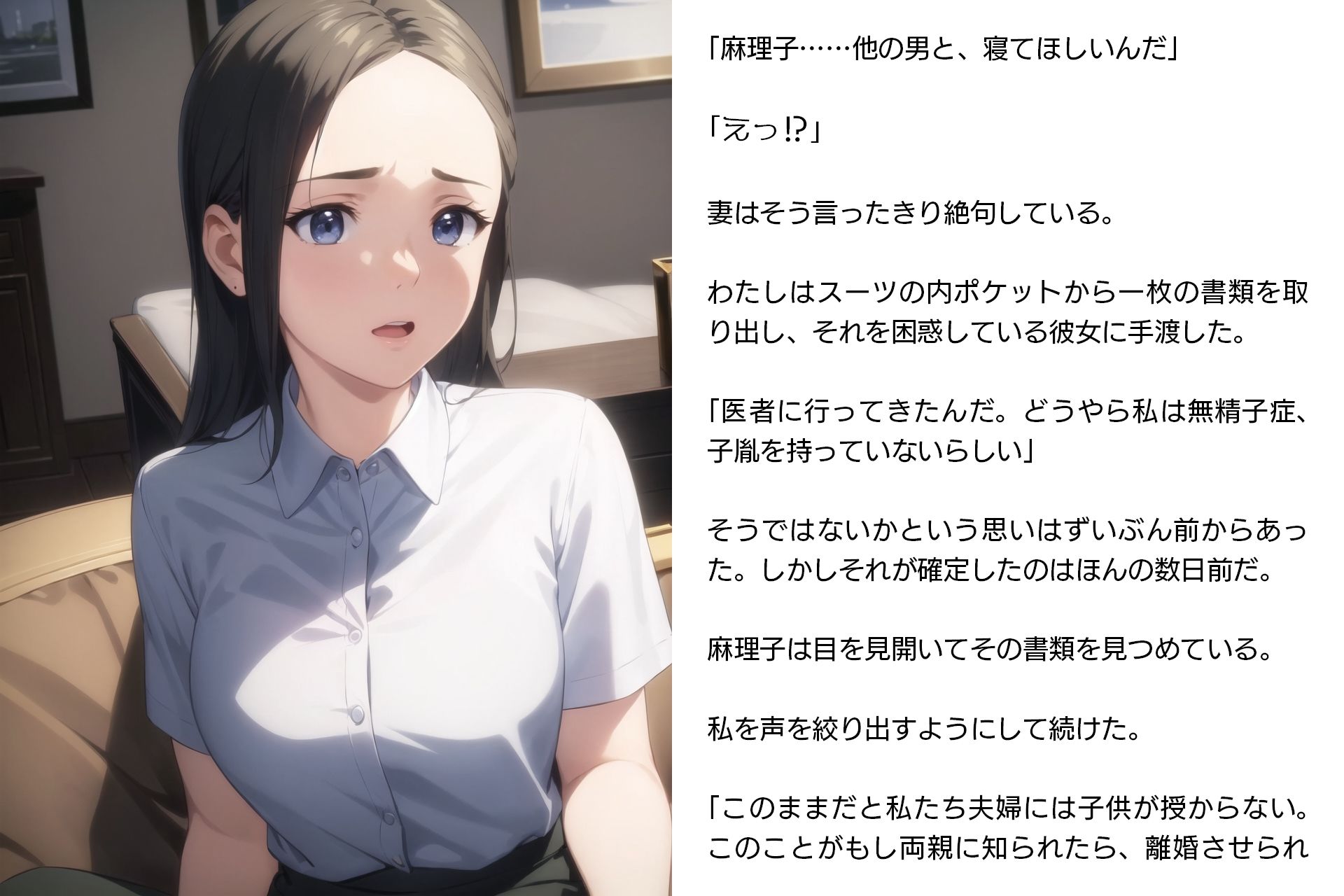 寝取らせ妻・麻理子〜「妊活」のため妻を他人の男に抱かせてみた（CGノベル/NTR） サンプル5ページ目