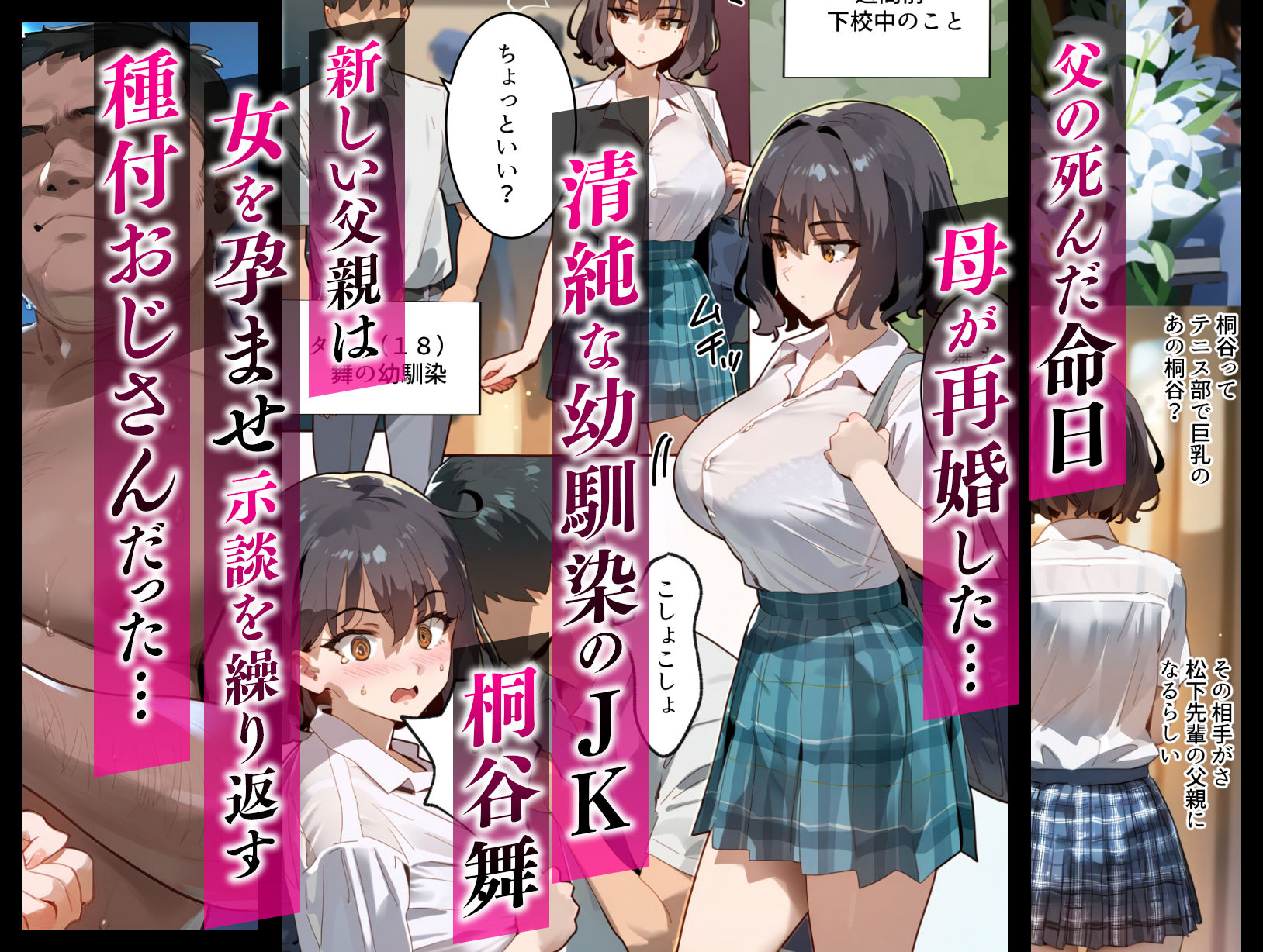 托卵命日！種付義父さん家の義妹にされ寝取られた幼馴染-母親再婚。幼馴染巨乳女子は実父の命日に嫌いな男達（義父＆義兄）に寝取られ孕まされる話 サンプル1ページ目