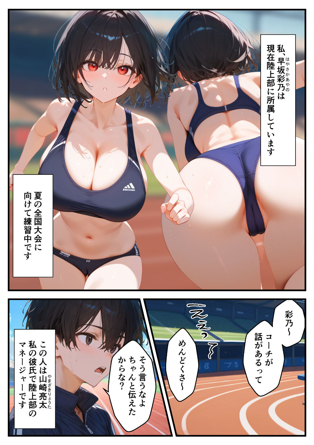 陸上女子の彼女が寝取られる話 サンプル2ページ目