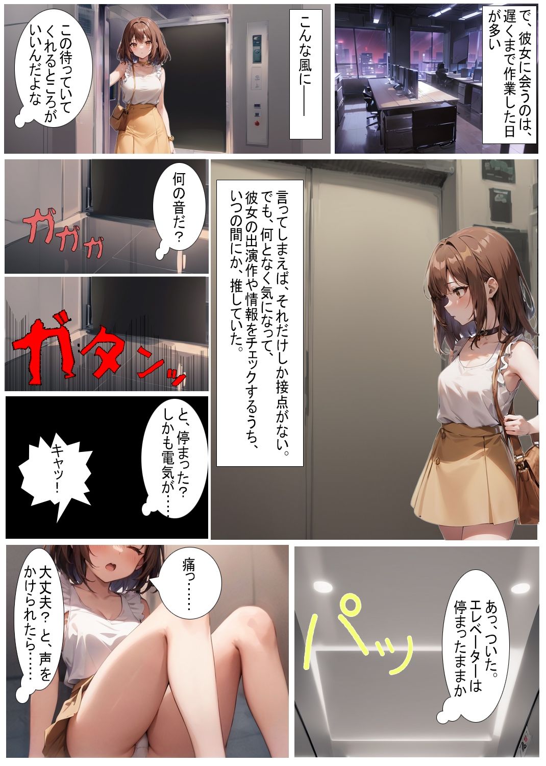 推しと一緒にエレベーターに閉じ込められた サンプル2ページ目