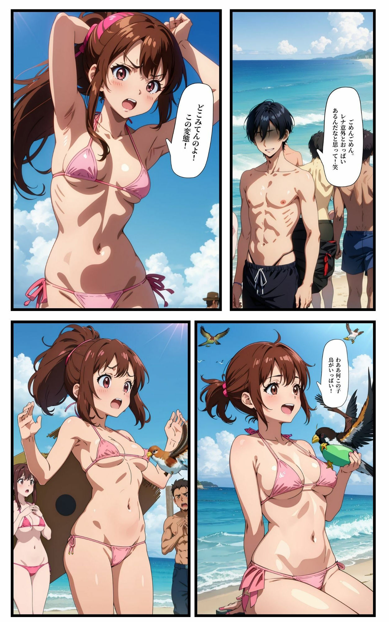 ビーチクビーチ！ 〜水着が奪われ彼女の乳首が丸見えに‥！〜 サンプル3ページ目