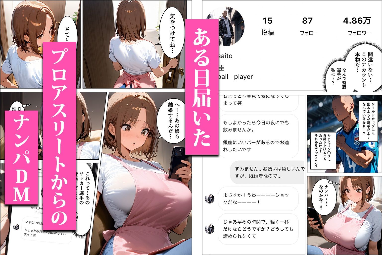 爆乳妻がアスリートのナンパDMで寝取られる話 サンプル2ページ目