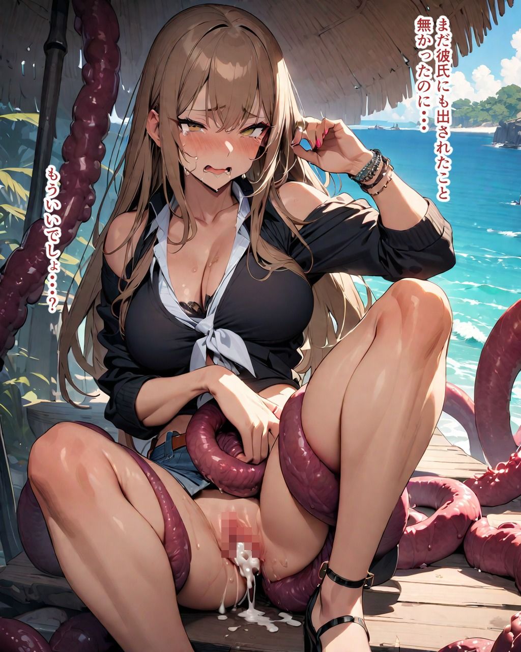 モデルギャル ビーチで触手レ●プ（コミック版） サンプル1ページ目