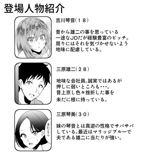 「おにい・・・大好き」〜久々に再会したらドスケベJDになっていた嫁の妹に搾りとられまくる浮気SEX〜 サンプル1ページ目