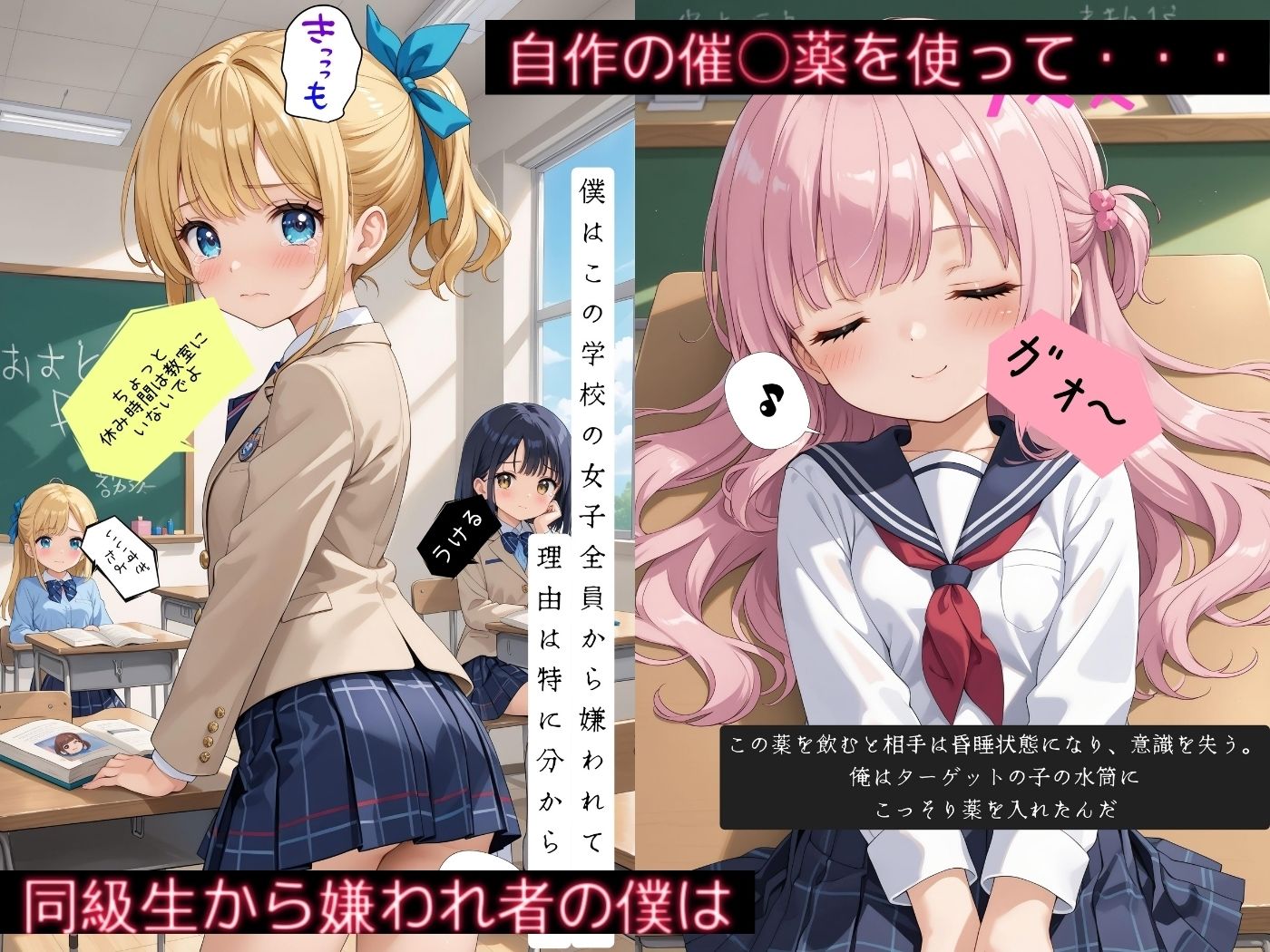 毎日のおかず！可愛い同級生を昏●レ●プ！【4Kストーリー付き】 サンプル1ページ目