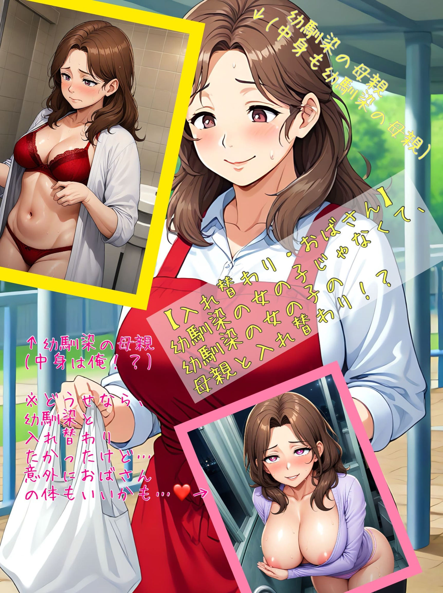 【入れ替わり・おばさん】幼馴染の女の子じゃなくて、幼馴染の女の子の母親と入れ替わり！？ サンプル1ページ目