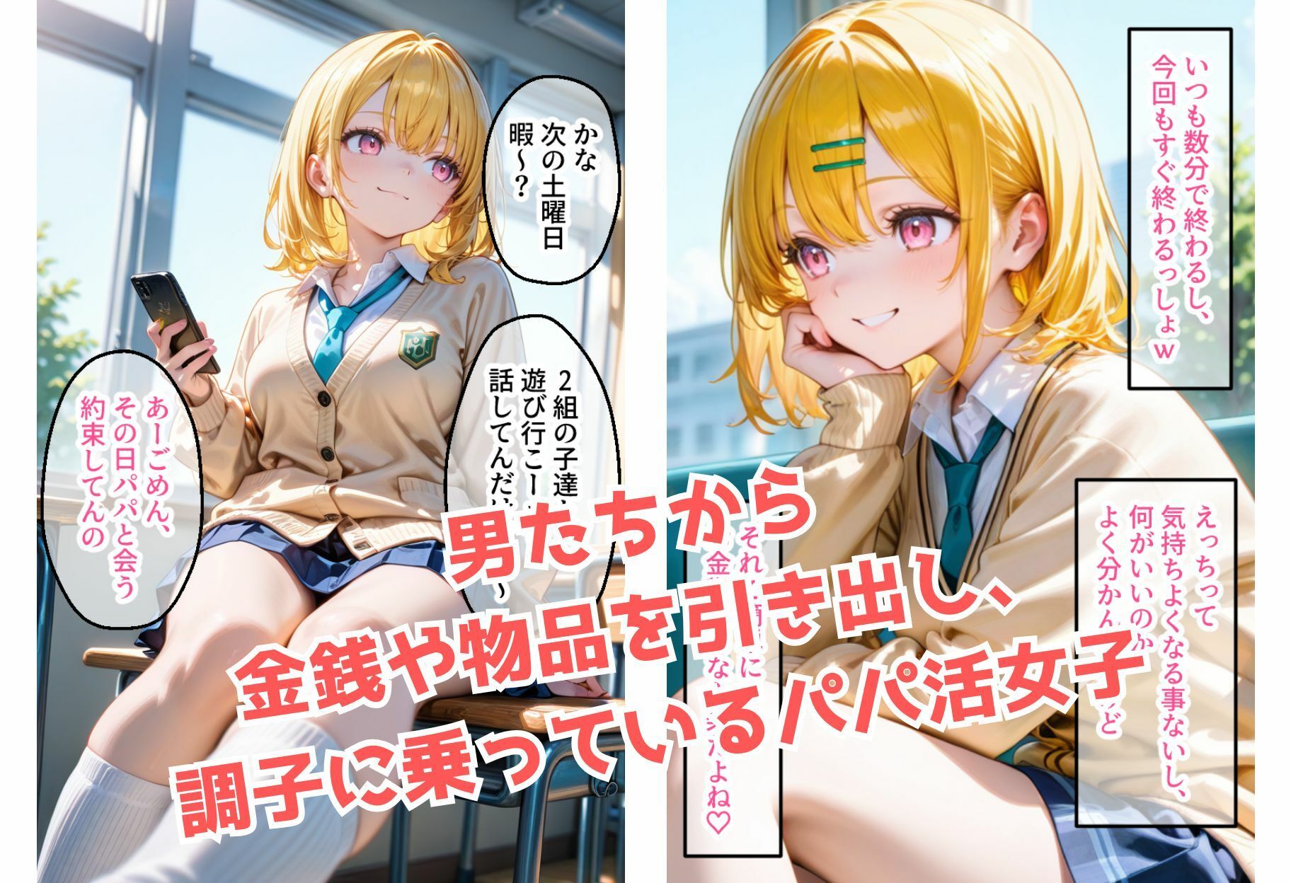 生意気なパパ活JK女子がチン棒に服従した件【全Pセリフ有】 サンプル1ページ目