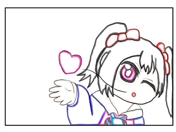 ラ◯ライブ！2コマ漫画「投げキッスでにこまき」 サンプル1ページ目