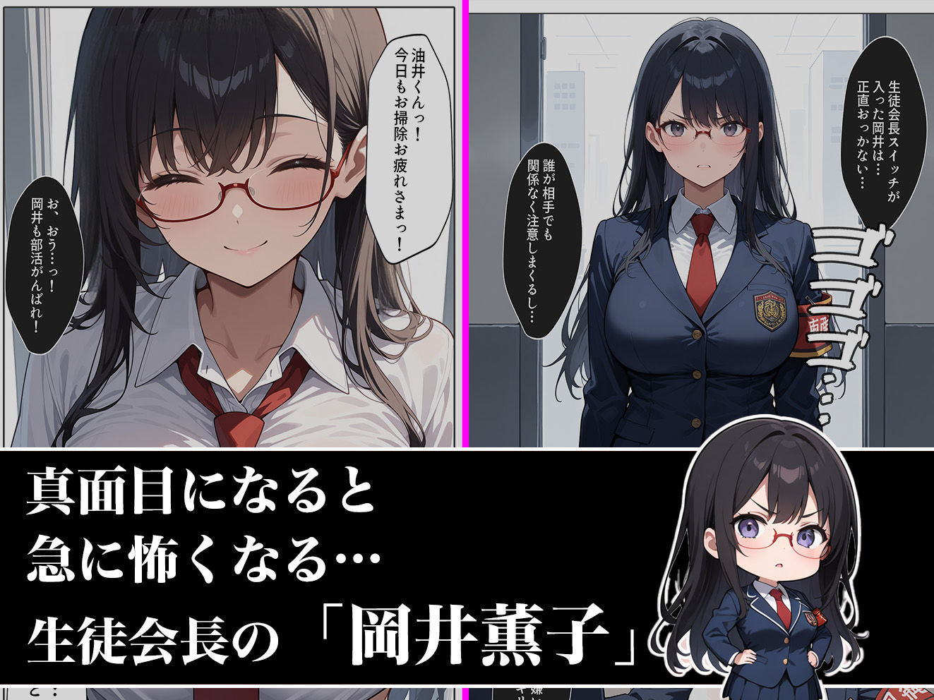 俺の前だとド変態になる真面目生徒会長の話 サンプル1ページ目