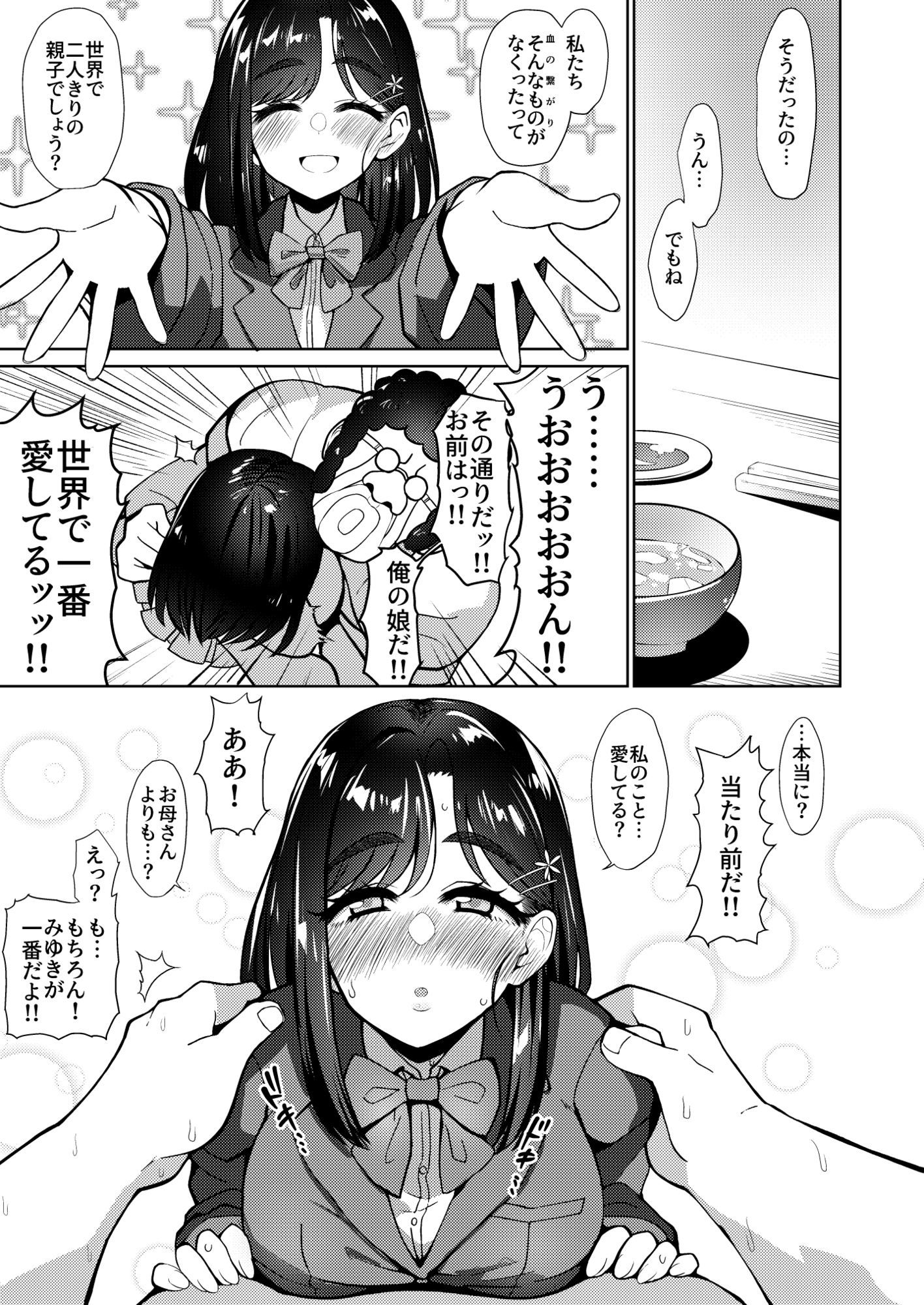 男手ひとつで育て上げた容姿端麗×頭脳明晰×性欲激強などスケベ爆乳ファザコン娘と生ハメ中出し近親相姦しちゃう話。 サンプル2ページ目
