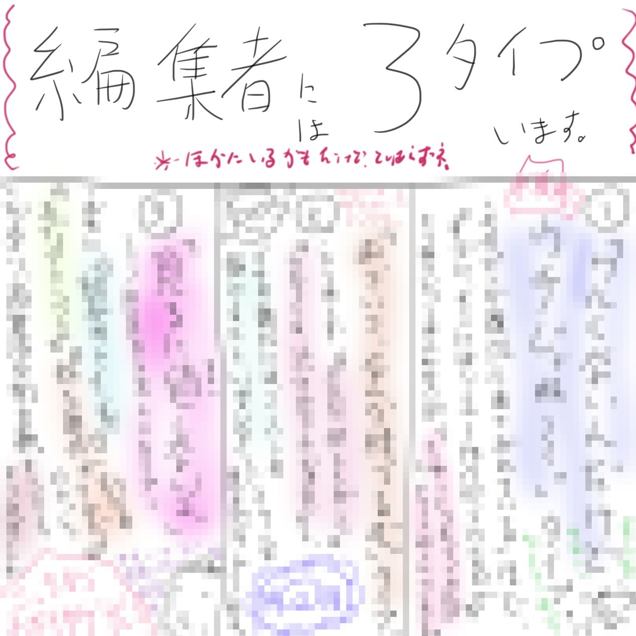 持ち込みしてマンガ雑誌の担当編集がつくまでのはなし。 サンプル4ページ目