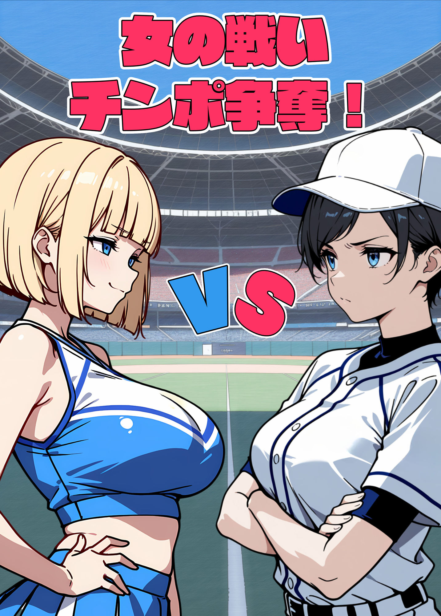 女の戦いチンポ争奪！ 野球部女子選手VSチア！ サンプル9ページ目