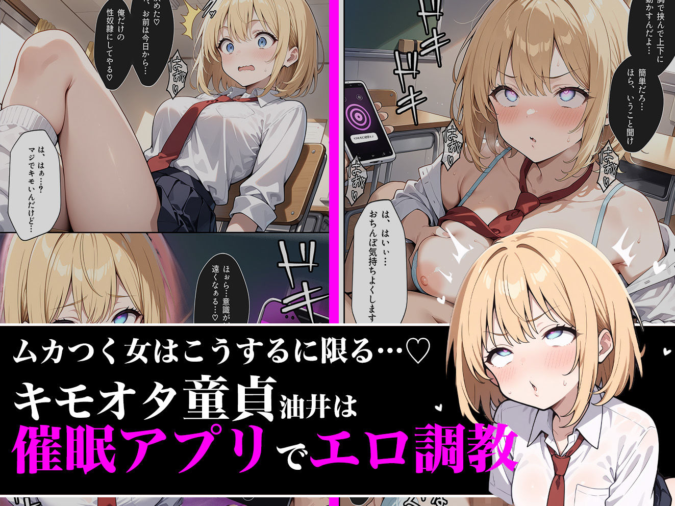 催○アプリでド変態にされる金髪ギャルの話 サンプル2ページ目