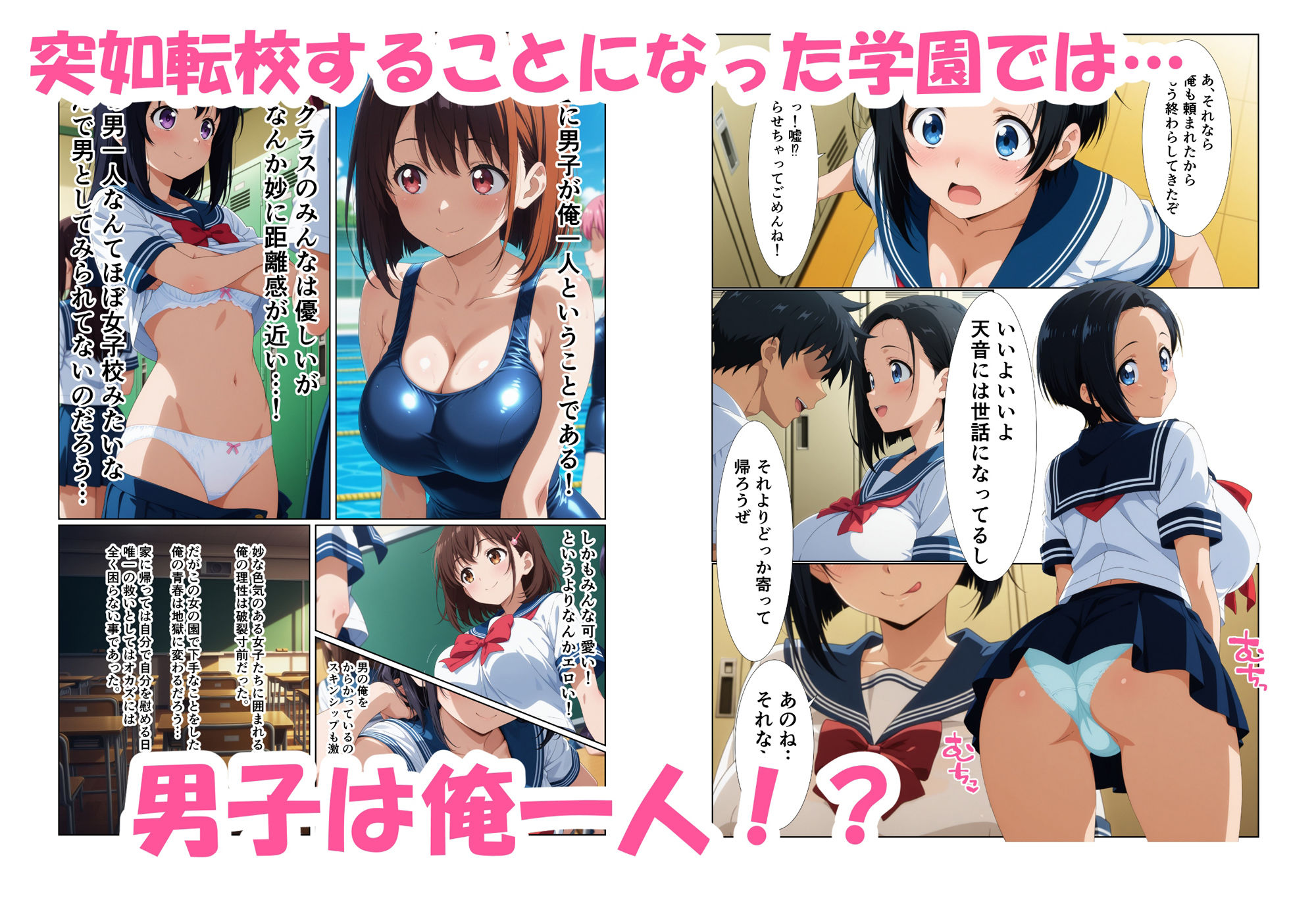 いつでもえっちOKの学園で唯一の男子の俺が女子とヤりたい放題する話 サンプル1ページ目