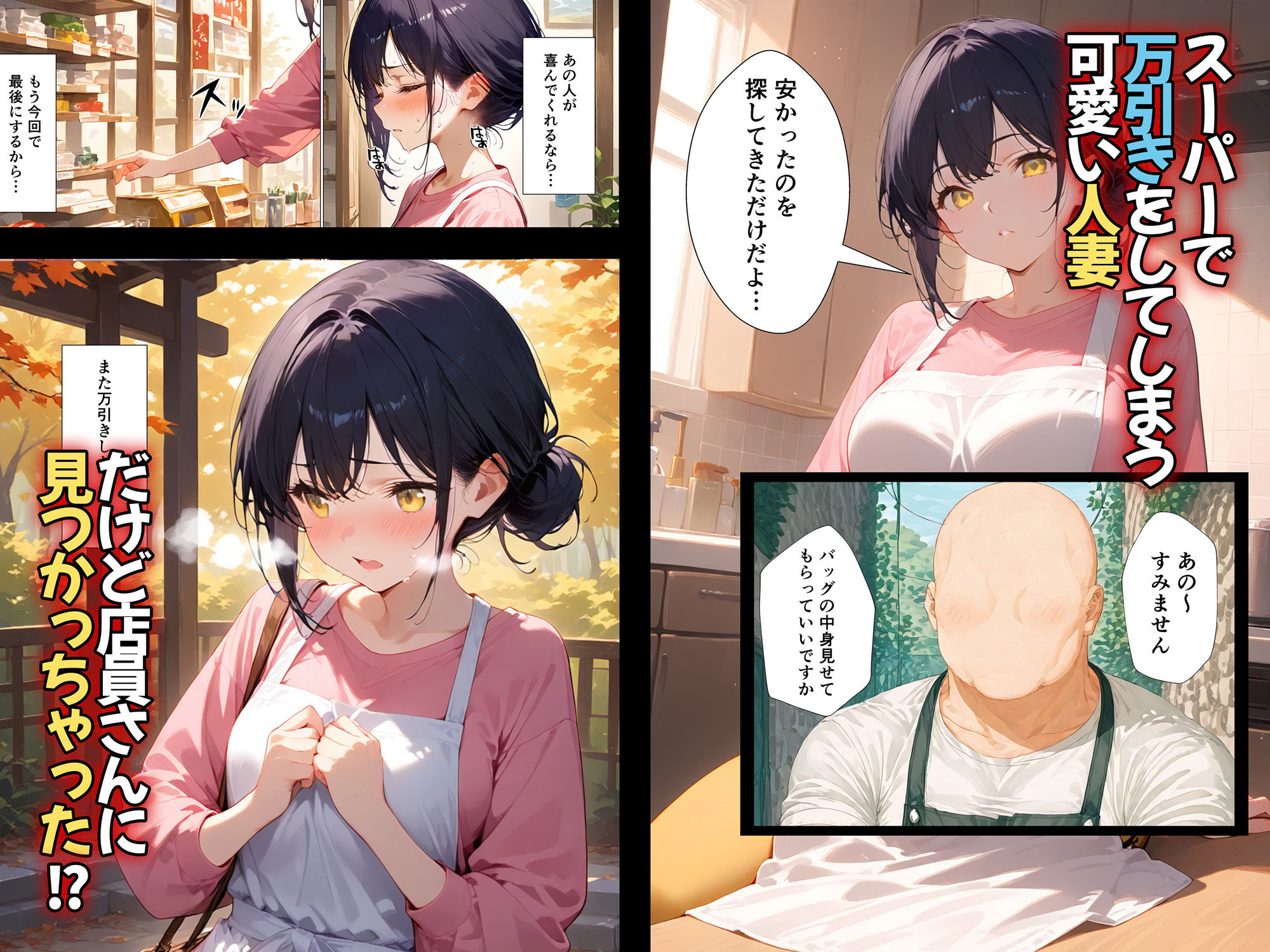 万引き人妻が店員にNTRされる話 サンプル1ページ目